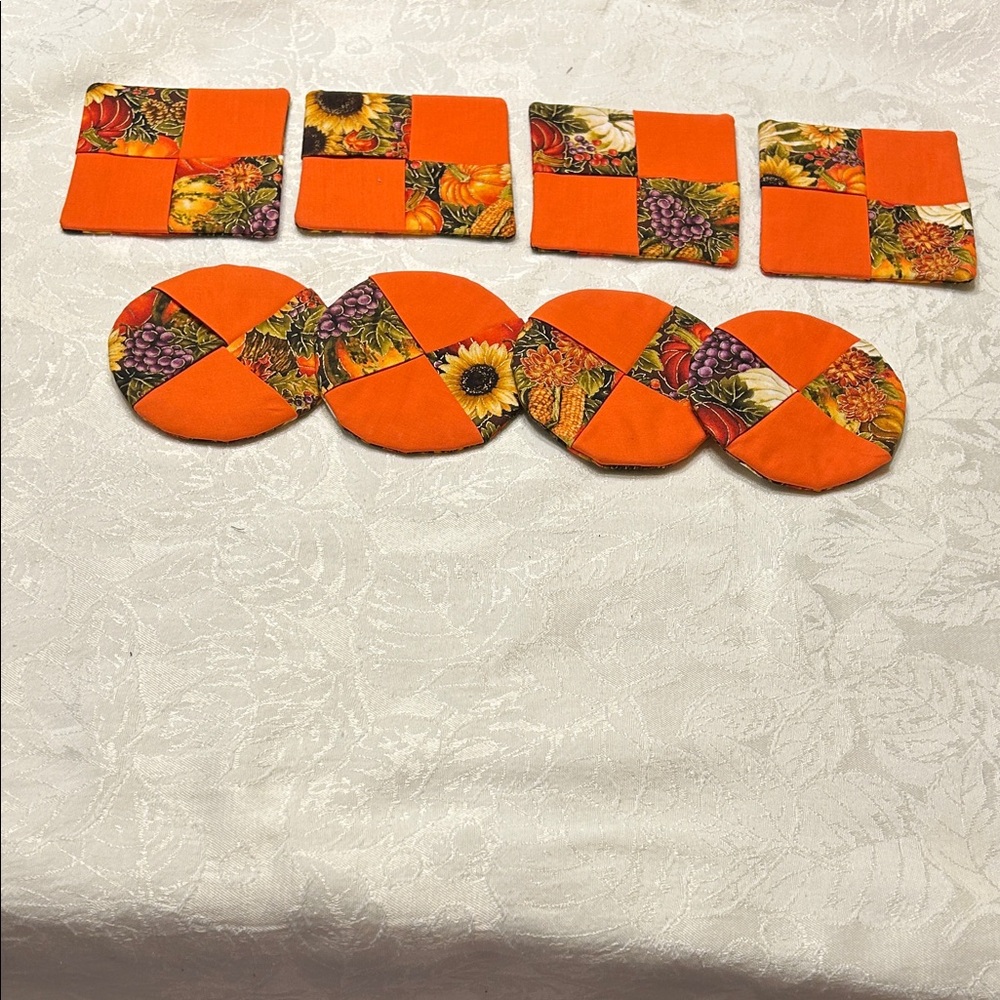 Set of Orange and Floral Coasters